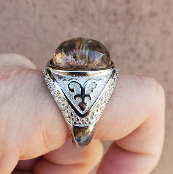 New Yellow Phantom Quartz Adjustable 925 Silver Ring. - Picture 12 of 14